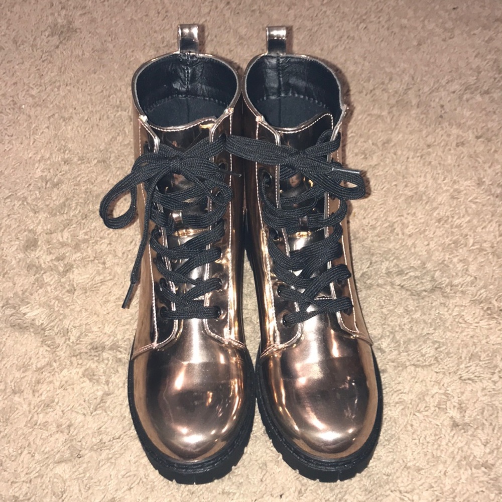 Rosè Gold combat boots